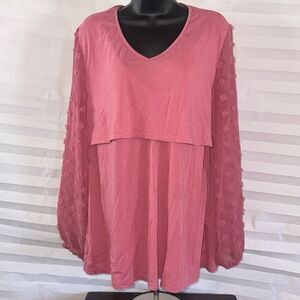 Coolmee Mauve Long Sleeve Blouse – Women's Size L Casual Top